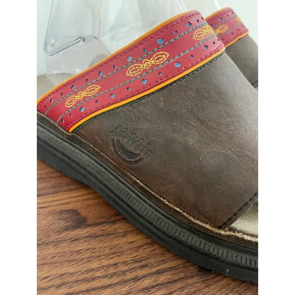 VTG Doc Martens Leather Thong Sandals Boho Southwestern Made In England sz 9 - Picture 3 of 5